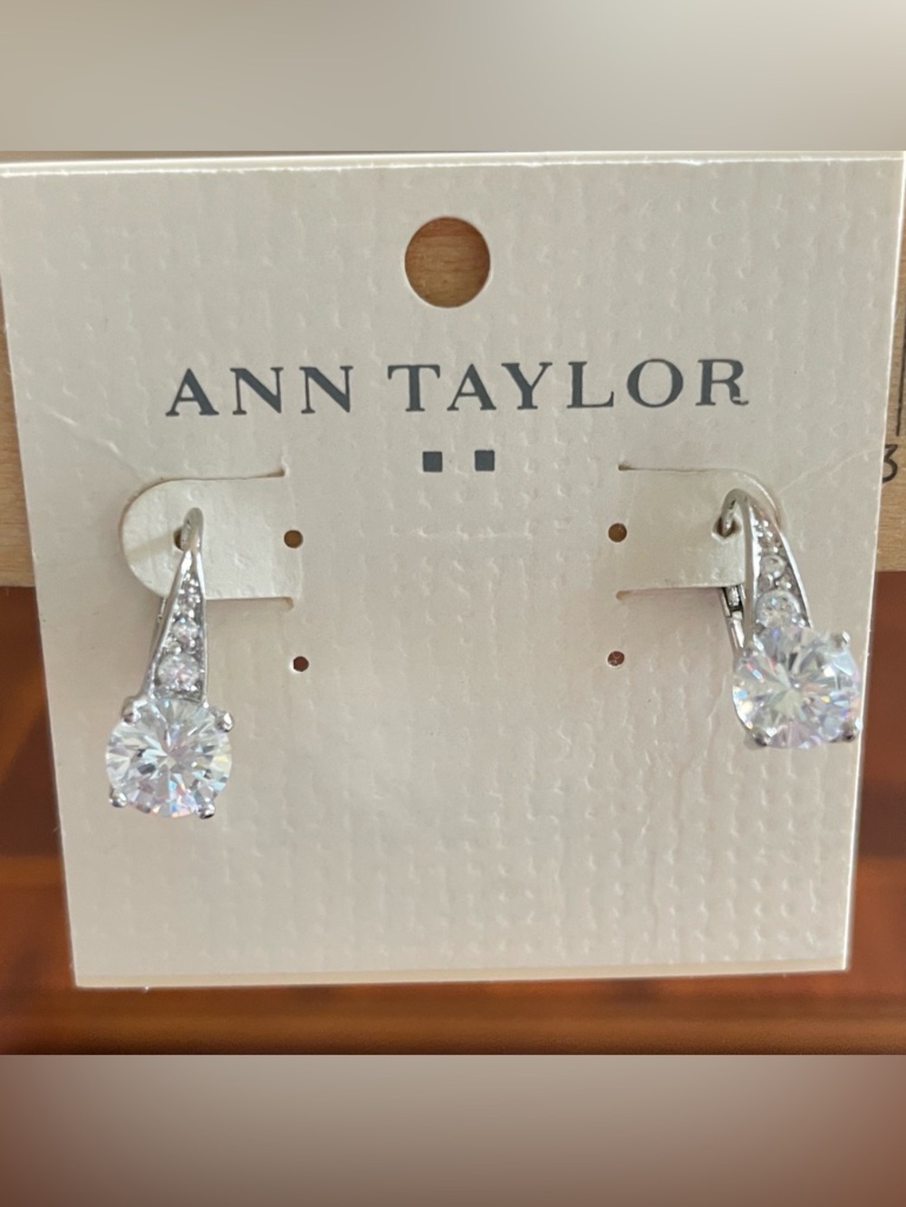 Ann Taylor Silver-Tone Sparkling Drop Earrings - Clear